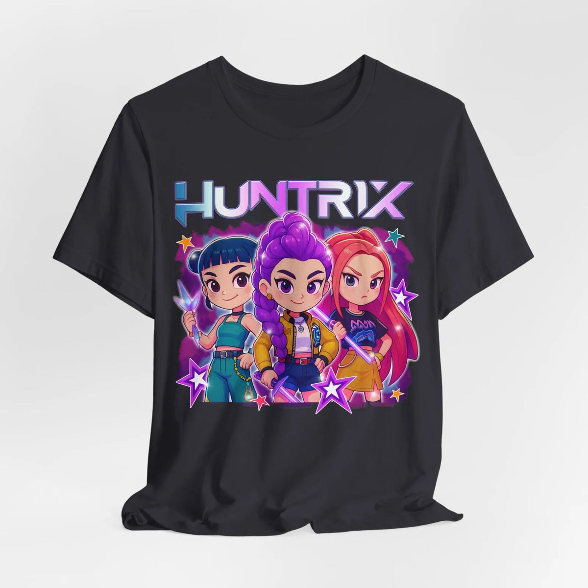 HUNTRIX Chibi Style Graphic Tee, Fun Casual Shirt, Gift for Fans, Soft T-Shirt,