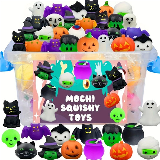 20pcs Halloween Party Favors Halloween Treat Bag Gifts Kawaii Squishies Mochi Squishy Toy Bulk Birthday Gifts Cute Cartoon Pinch