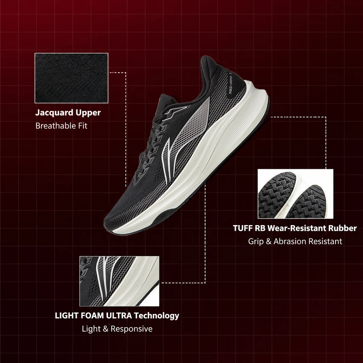 Men's RED HARE 9 Running Shoes LIGHT FOAM ULTRA Breathable Anti-slip Lining