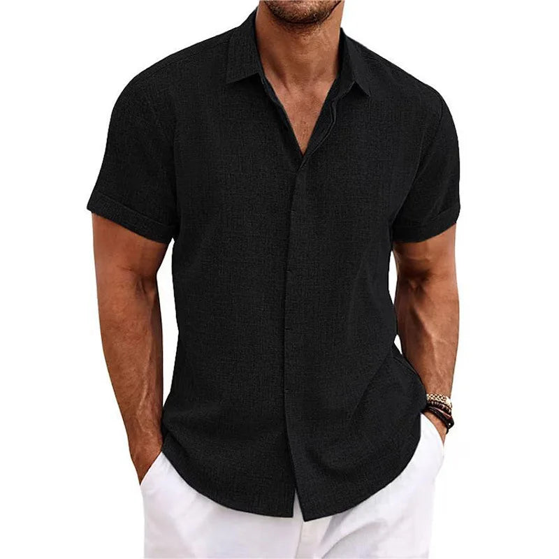 Men's Cotton Linen Short Sleeved Shirt