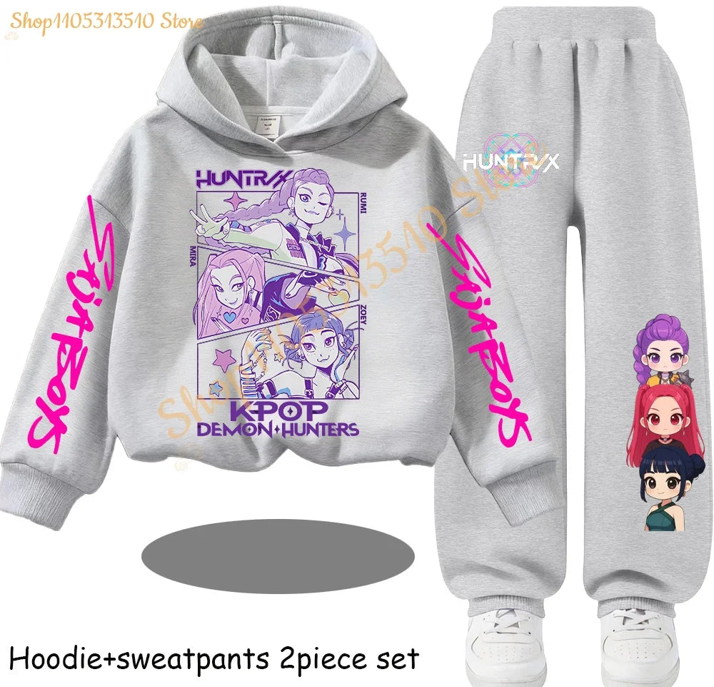 Huntrx Mira Rumi Zoey  Kawaii Pullover Sweatshirt Anime Trucksuit Cartoon Girls Boy Kids Clothes Unisex Sets Children Hoodies