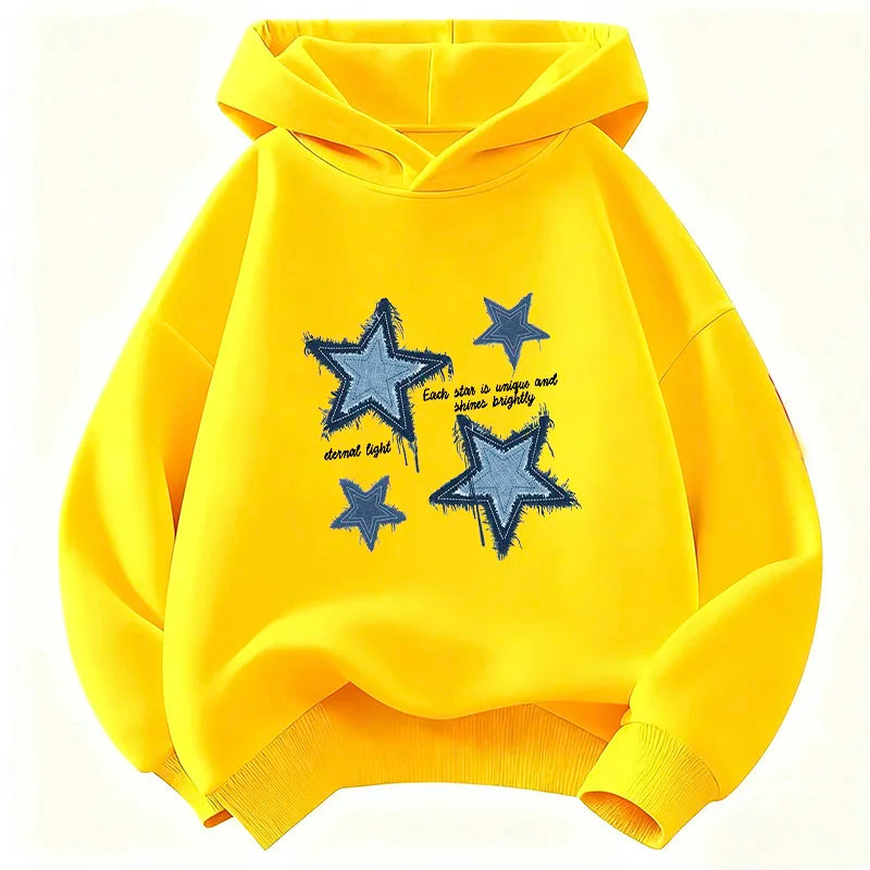 Streetwear Star Printed Hoodie Children's Sweatshirt Cute Hip Hop Hoody for Boys Girls Autumn Winter Casual Hoodies