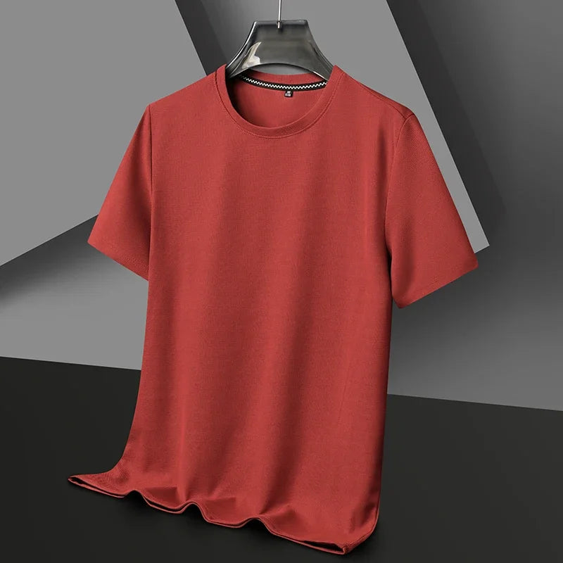 New Summer Waffle Round Neck Short Sleeved T-shirt for Men