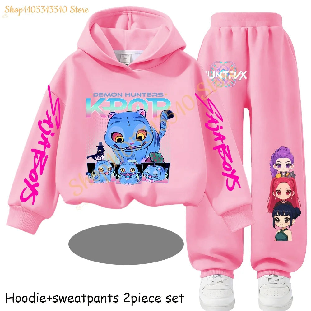Huntrx Mira Rumi Zoey  Kawaii Pullover Sweatshirt Anime Trucksuit Cartoon Girls Boy Kids Clothes Unisex Sets Children Hoodies