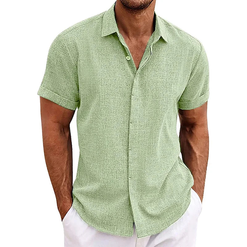 Men's Cotton Linen Short Sleeved Shirt