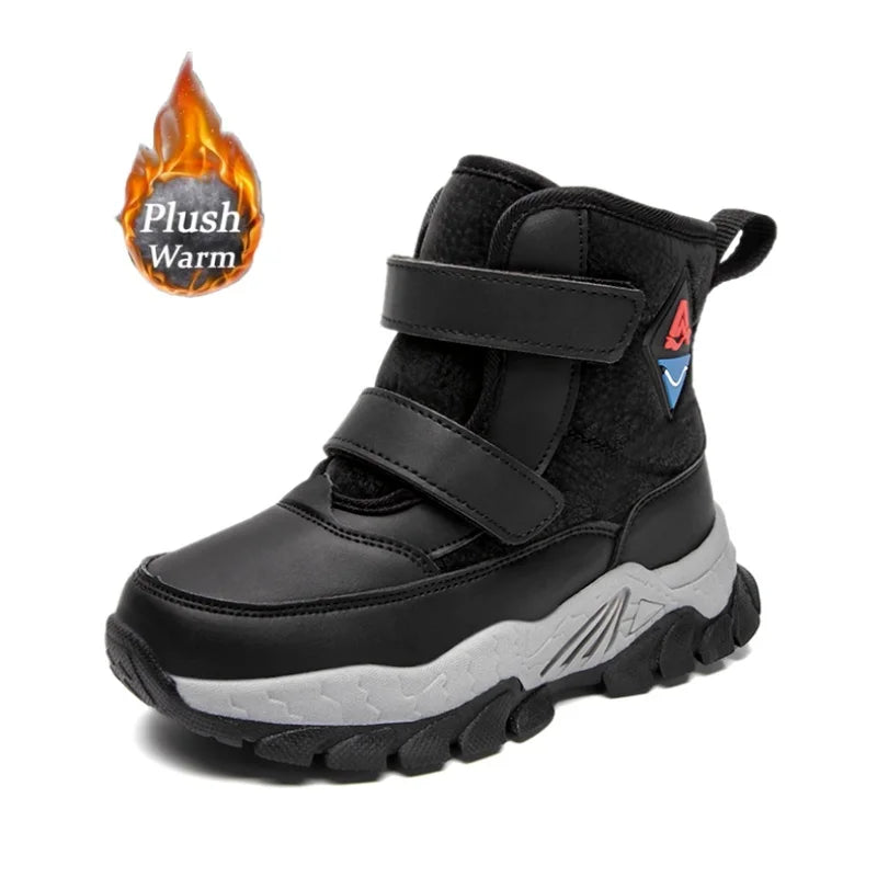 Winter children's leisure snow boots non-slip claw sports boots girls and boys plush boots outdoor warm thick-soled cotton boots