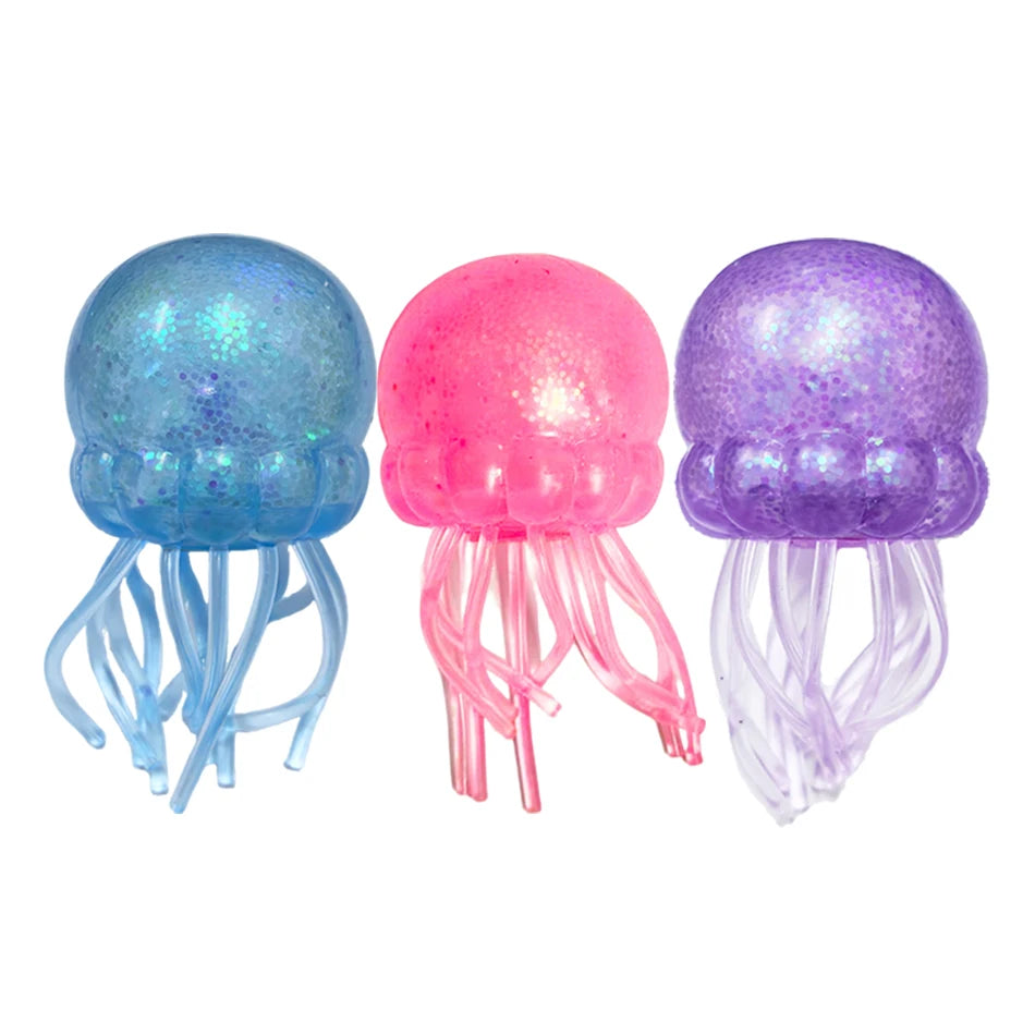 Glitter Octopus Squishy Glitter Jellyfish Squishy with Box Dumplings Sensory Squeeze Toy for Stress Relief wholesale