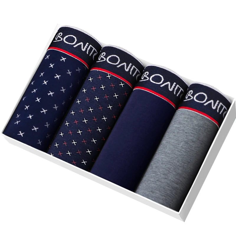 4pcs Cotton Boxer Shorts Soft Men's