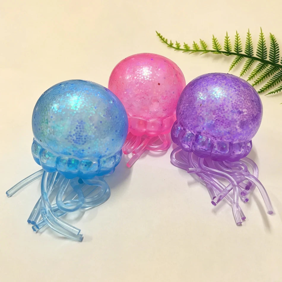 Glitter Octopus Squishy Glitter Jellyfish Squishy with Box Dumplings Sensory Squeeze Toy for Stress Relief wholesale