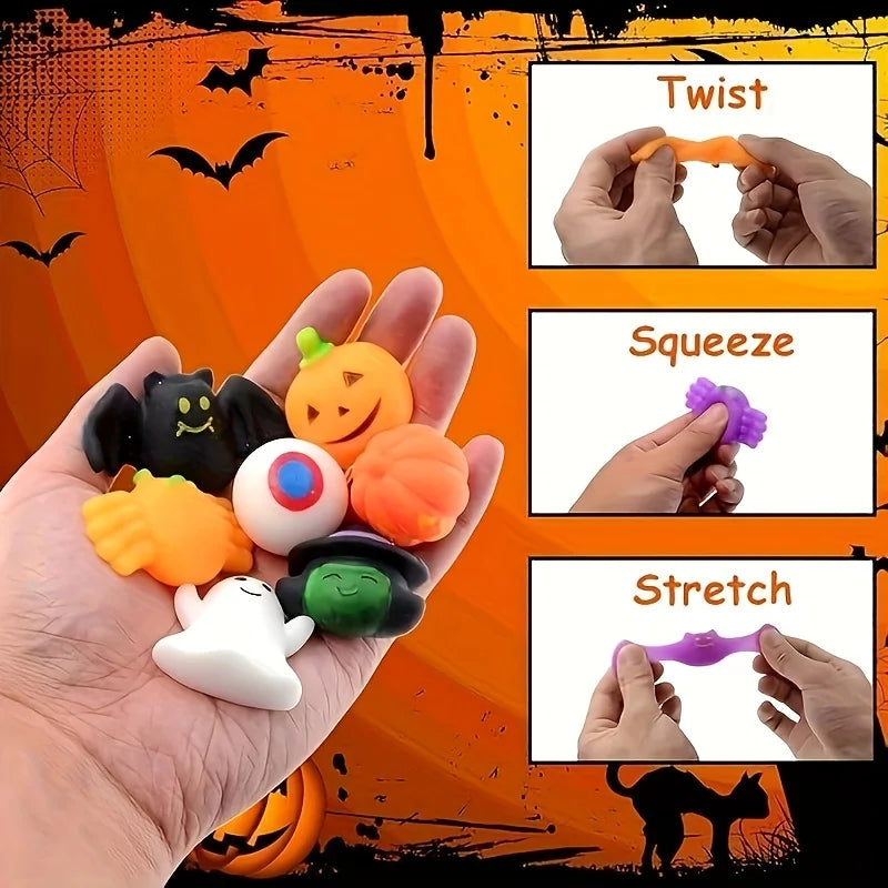 20pcs Halloween Party Favors Halloween Treat Bag Gifts Kawaii Squishies Mochi Squishy Toy Bulk Birthday Gifts Cute Cartoon Pinch