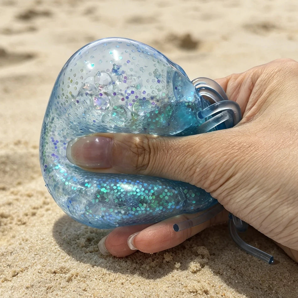 Glitter Octopus Squishy Glitter Jellyfish Squishy with Box Dumplings Sensory Squeeze Toy for Stress Relief wholesale