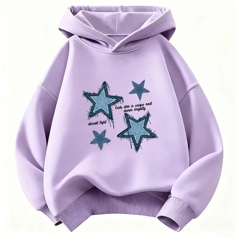 Streetwear Star Printed Hoodie Children's Sweatshirt Cute Hip Hop Hoody for Boys Girls Autumn Winter Casual Hoodies