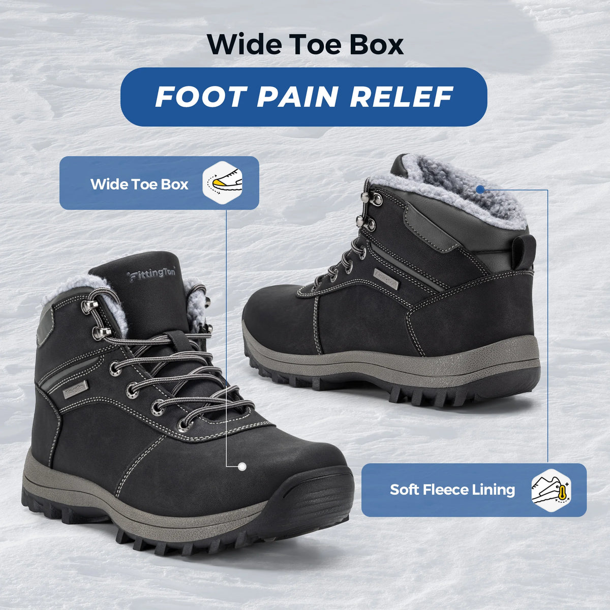 Winter Snow Boots For Men -25℃ Tick Warm Anti-Slip Lightweight Comfortable Warmth Fur Lining Ankle Boots Outdoor Winter Shoes