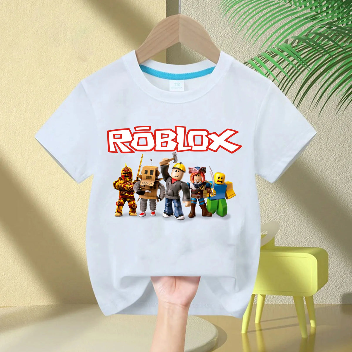 Roblox 2026 Kids' 100% Cotton T-Shirt – Boys' Short-Sleeve Crew Neck T-Shirt with Cartoon Print, Girl Casual and Comfortable Top
