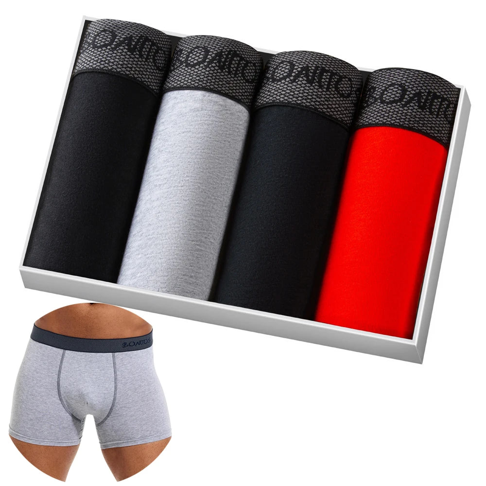 4pcs Cotton Boxer Shorts Soft Men's
