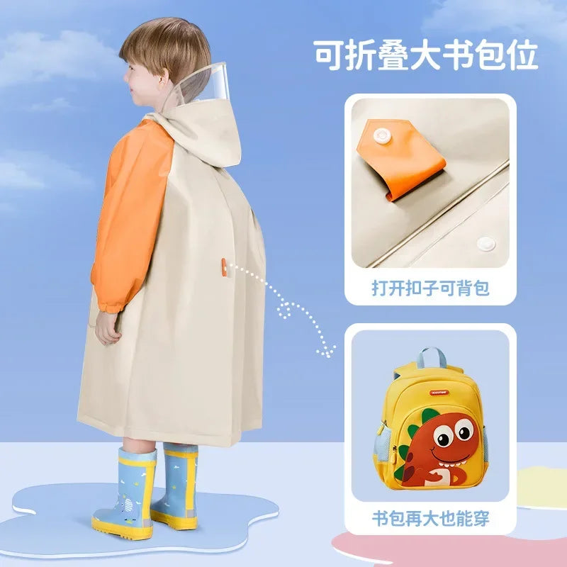 Kids Rain Coat Children's Raincoat College Style Kindergarten School Primary School Full Body Waterproof Children's Raincoat