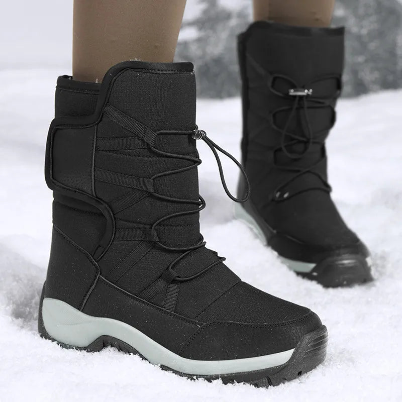 Brand Men's Winter Shoes Waterproof Men's Boots Warm Plush Couple Snow Boots Outdoor Non-slip Hiking Boots Men Work Ankle Boots