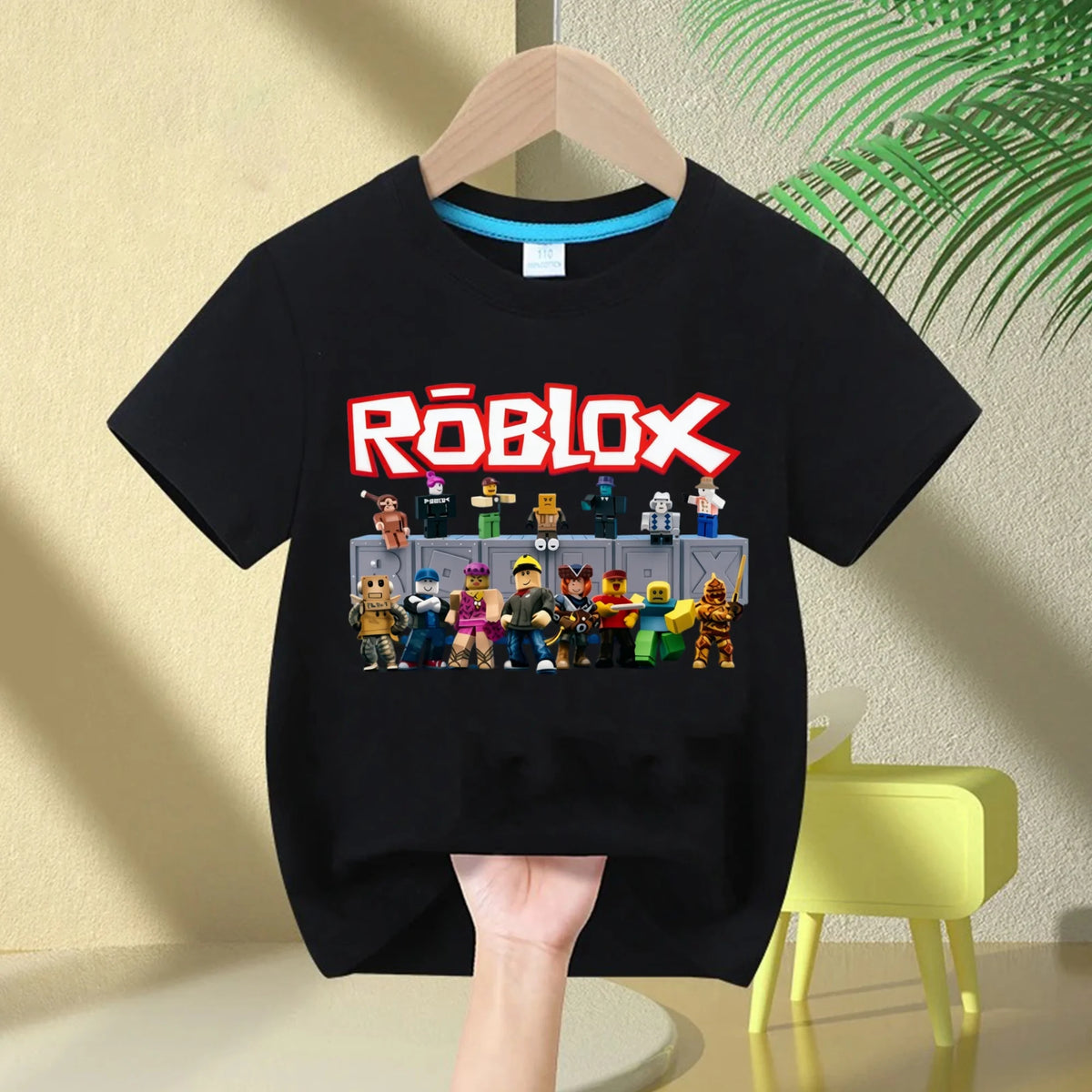 Roblox 2026 Kids' 100% Cotton T-Shirt – Boys' Short-Sleeve Crew Neck T-Shirt with Cartoon Print, Girl Casual and Comfortable Top