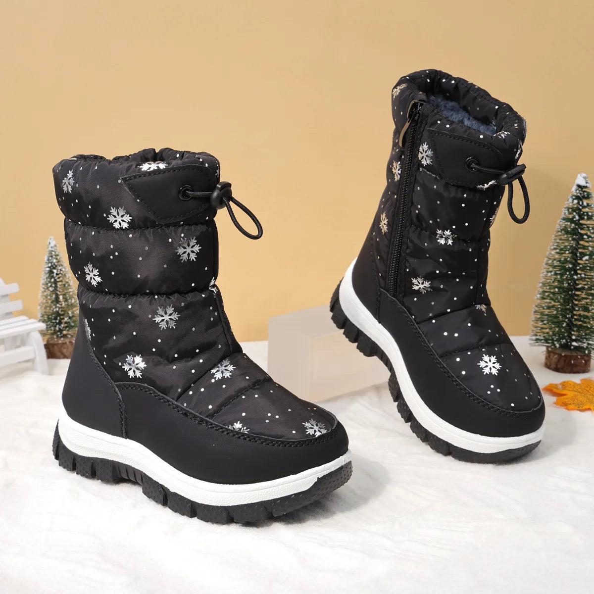 Winter Girls Boys Snow Boots Children's Knee-high Boots New 2026 Warm Plush Outdoor Platform Non Slip Kids Waterproof Long Boots